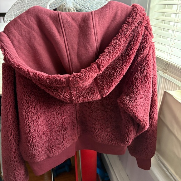 Athleta reversible sherpa fleece jacket xs in brick red - Picture 8 of 9